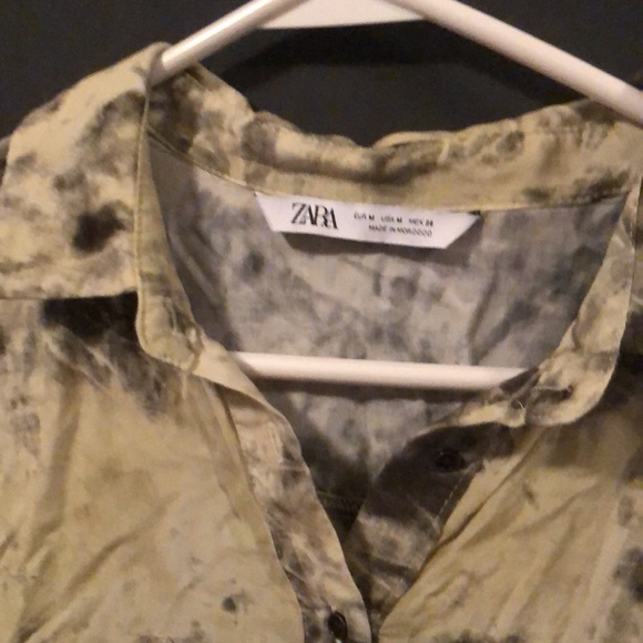 Zara Crop Top Tie Dye Short Sleeve Button Down - Picture 2 of 3